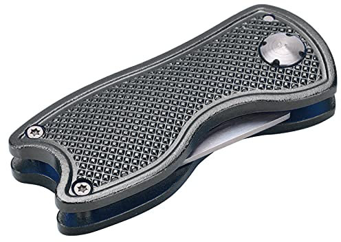 -Divot -Reparaturwerkzeug, Divot Reparaturwerkzeug Falten Pitchfork Divot Puting Green Fork Divot Reparaturwerkzeug Edelstahl Fork Metall Faltbar für Golfer Golfpreise (Limettenfarbe) (BLUE)