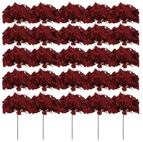 25 fiori artificiali di ortensia in seta, fiori di ortensia fai da te, centrotavola per matrimoni, decorazione per la casa e le feste (nero bianco)