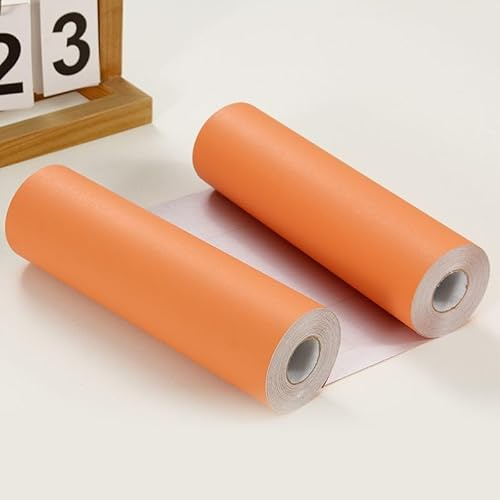 Dostear Borde del papel pintado Naranja Auto Adhesivo del Papel Pintado del PVC Cenefa autoadhesiva para decoración de pared de cocina baño 15cm X 1000cm