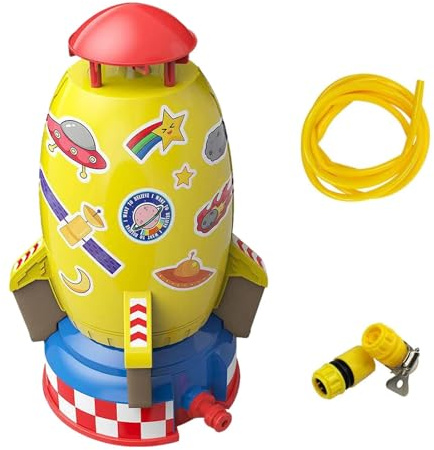 Sprinkler Fusée, Rocket Water Toy, Arroseur Jardin Enfant,Jouet Sprinkleravec 3Meters Tuyau d'eau,Arroseur d'eau D'extérieur pour Kids, Arroseur De Fusée, Jouet De Démarrage Et De Rotation À l'eau
