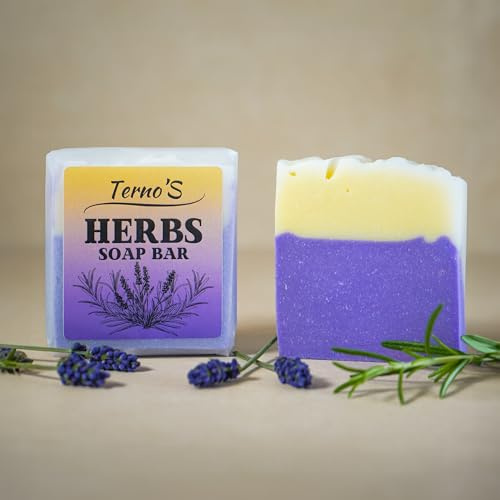 Terno’S Herbs Naturseife 100g – Handgemacht in Bayern mit Bio-Ölen – Vegan & Palmölfrei – Naturkosmetik für empfindliche Haare, Haut, Gesicht & Körper – Frischer Duft (Lavendel - Rosmarin)