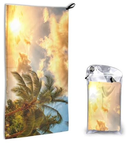 YFSGDLBN Serviette de toilette à séchage rapide Motif palmier hawaïen coucher de soleil 40,6 x 80 cm