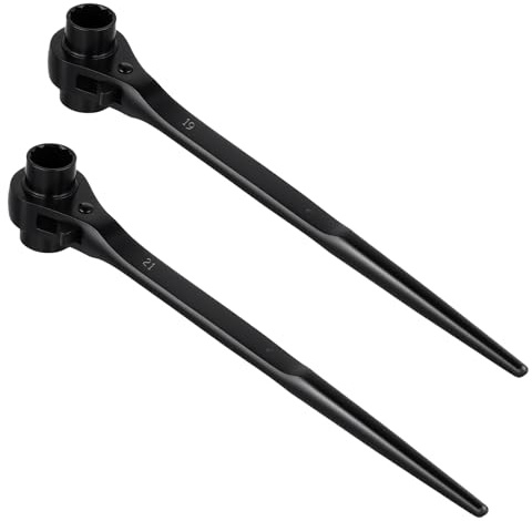TAICHEUT 2 Pack Ratchet Podger Scaffold Spanner 19mm x 21mm, Heavy Duty Steel Construction Tool for Car Repair