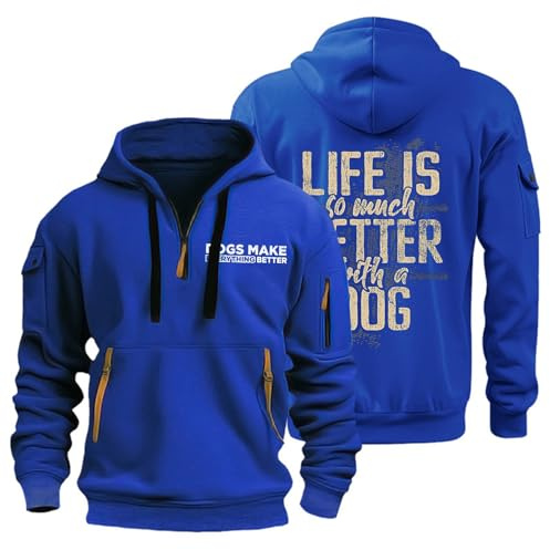 TOFOTL Felpa Sherpa Uomo Maglia con Cerniera Paillettes Felpa Pile con Zip Tennis Maglione Natalizio Natalizio Leggero Hoodie Slim E Zip Peluche Tennis Pesanti Felpe Sportive Uomo 08-Blu Reale L