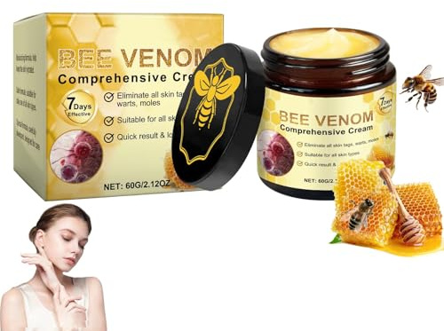 EONFAVE Bigift komplett kräm, bigiftsalva, Bee Venom Skin Care Gel, Bee Venom Cream för avlastar torr hud, hydrering, mild vård, bigiftreparationskräm för alla hudtyper (60 g)
