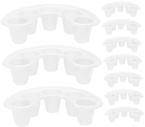 Cuenco de Remojo para Manicura de Plástico Blanco, 10 Piezas | Dedos Separados en Cinco Compartimentos, Limpieza Fácil, Uso Doméstico y Salones Profesionales