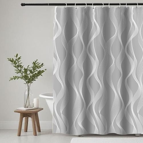 KAIMEIYU Tenda Doccia in Poliestere Tenda da Bagno in Tessuto Lavabile in Lavatrice con 12 Anelli Impermeabile 180X180CM Grigio