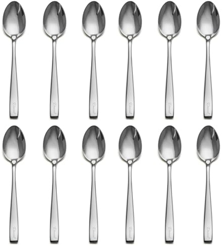 Personalisiert Kaffeelöffel mit Gravur, EIUBUIE 12 Stück Teelöffel, 17,2cm | Einzigartigen Griffen, Edelstahl Dessertlöffel, Individuelles Geschenk für Hochzeit/Geburtstag, Spülmaschinenfest, Balance