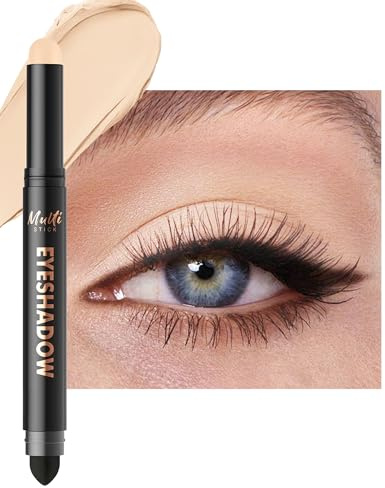 Beige Nude Lidschatten Stick Matt, Drehbar Creme Eyeshadow Stick Wasserfest | Weicher Seidige Lidschatten Langanhaltend, Hochpigmentiert Lidschattenstift Crayon Primer mit Smudger, Geschenke für Frauen