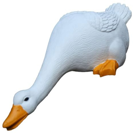 FUANA Statua a forma di anatra in resina per esterni, giardino, patio e laghetto, design realistico con dettagli dipinti a mano, facile da pulire, colore bianco (31,5 x 16 x 14,5 cm) #1