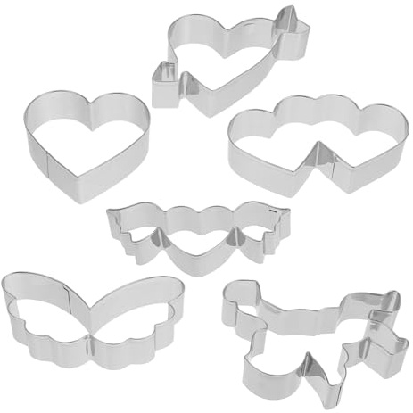 CONGARTENO Juego de 6 Cortadores de Galletas de Acero Inoxidable, Moldes para Hornear Forma de Corazón, Kit para San Valentín, Incluye Moldes Grande y Mini para Pasteles y Galletas