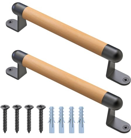 Dolibest Pasamanos de madera de 25 cm, 2 barras de agarre montadas en la pared, barra de seguridad para niños mayores, barra de agarre de seguridad para escalar, para interiores y exteriores, juego de