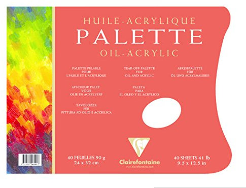Clairefontaine 96592C Abreißpalette (für Öl und Acryl mit Spezialpapier geeignet, 24 x 32 cm, 40 Blatt, 90 g) weiß