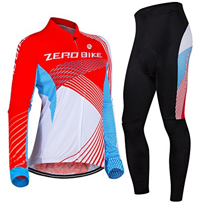 ZEROBIKE® Damen Atmungsaktiv Langarm 3D Gel Gepolstert Fahrradanzug Mesh Bekleidung Hosen Set UV Schutz