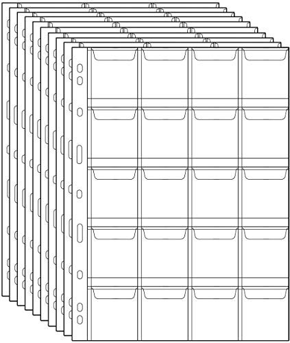 200 Pocket Coin Pages - 20 Grids/Page Plastic Coin Holders Stamp Protector Collecting Supplies 10 Sheets CS03020