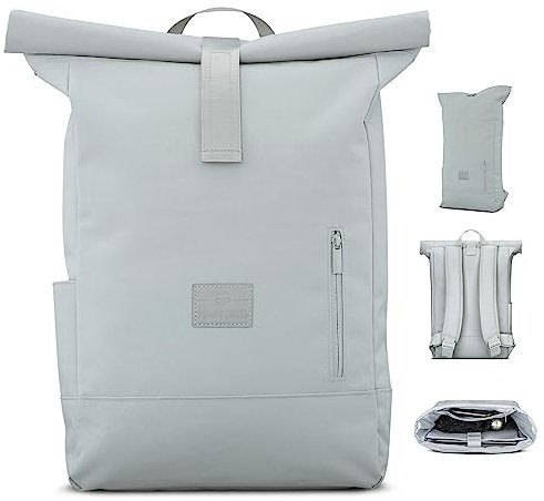 Johnny Urban Rolltop Rucksack Damen & Herren Grau - Robin Large - Tagesrucksack mit 16 Zoll Laptopfach - Recyceltes PET - 18-22L - Wasserabweisend