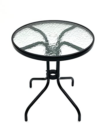 Round Glass Garden Table, Glass Patio Table, Balcony Table