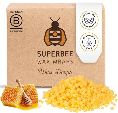 SuperBee Wax Wraps Wachstropfen-Mischung zum Herstellen von Bienenwachstücher Beeswax Wraps Wachstropfen Baumharz und Kokosnussöl.