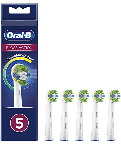 Oral-B FlossAction Electric Toothbrush Heads with CleanMaximiser Technology Pack of 5, White