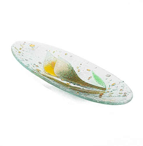 Sospiri Venezia Murano-Glas-Gegenstandsablage mit floraler Dekoration Tafelaufsatz Wohndekoration Geschenkidee handgefertigt in Italien (28 x 11 cm oval)