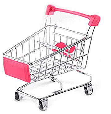 GIVBRO Mini-Supermarkt Bollerwagen, Einkaufswagen, Schreibtischaufbewahrung, Spielzeug, Stifthalter, Schreibtischzubehör, Geschenk für Kinder, Rosenrot