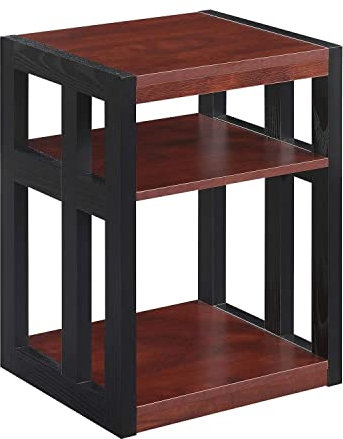 Convenience Concepts Monterey - Mesa auxiliar con estantes, color cereza/negro