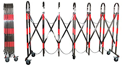 Mobiles Absperrungssystem, Portable, Zaun Schutzgitter Scherengitter Trenngitter, Ausziehbar, Rostfreier Stahl, Absperrgitter, Schutzgitter, Mobilzaun, Absperrzaun,1.2x3m