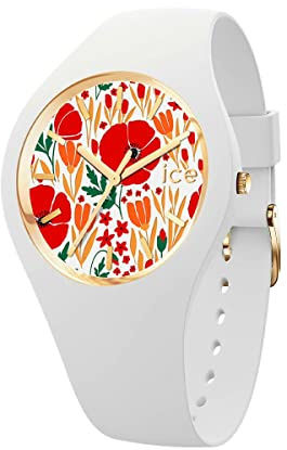 Ice-Watch - ICE flower Poppy fields - Weiße Damenuhr mit Silikonarmband - 020512 (Small)
