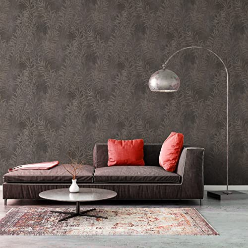 Tapet blommig grå beige metallic – A.S. Création Terra 389191 – fibertapet växter – 10,05 m x 0,53 m Made in Germany