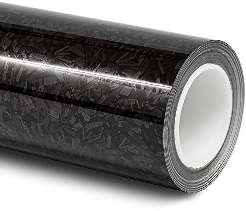 Folindo® 3D Forged Carbon Autofolie Schwarz Glanz (23,92€/m²) | 100 x 152 cm | Selbstklebende Luftkanal Folie zur Auto Folierung | Blasenfrei