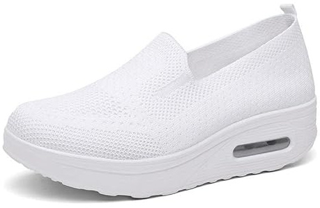 Dfcdcoo Ortopediska sneakers för kvinnor, ortopediska sneakers för kvinnor, luftkudde slip-on promenadskor plattform nät sneaker sandaler (vit-A, 41)
