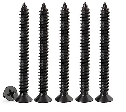 M4 Phillips Flat Head Self Tapping Screws,50 pcs Black M4 x 40mm Carbon Steel Wood Screws DIY Woodworking Screws with Box (M4 X 40mm 50 PCS)