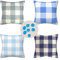 wasserdichte Kissenbezug Blau kariert Kissenhülle 40x40 4er Set Dekorative Outdoor Kissen Wasserfes Dekorativ Kissenbezüge Leinen Sofakissen Luxus Kissenbezüge für Wohnzimmer Garten Outdoor