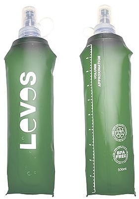 Leves Faltbare Trinkflasche Kollabierbare Langlebig Geschmacksneutral Wasserflaschen BPA-Frei TPU Bottle, Outdoor Wasserbehälter zum Wandern Joggen Camping Fitness Radfahren Klettern (Dunkelgrün)
