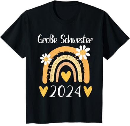 Kinder Große Schwester 2024 Regenbogen Geschenk für Mädchen T-Shirt