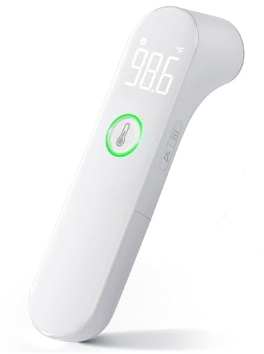 Highly Accurate Ear Thermometer, Digital Ear Thermometer for Kids and Adults, Memory Recall, Fever Alarm and 21 Disposable Probe Covers (LED-White)
