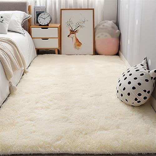 SK Studio Tappeto Salotto, Peloso Tappeti Moderni Soggiorno, Moderno Tappeto Camera da Letto, Shaggy Tappeti Morbido e Soffice per la Camera Beige, 200x200cm