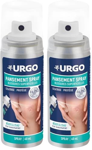 Urgo - Pansement Spray - Film transparent résistant à l'eau - Protège et Cicatrise - 40ml (Lot de 2)