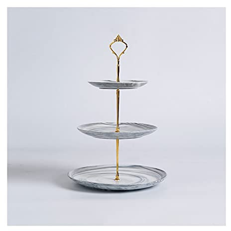 OQHAIR Soporte para Tartas Soporte para Tartas de cerámica de 3 Niveles Mesa de Postre Creativa Soporte de exhibición para Magdalenas Desmontable Plato para Servir repostería para Banquet