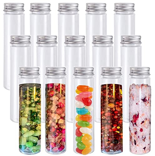 Kopinma 15 StüCk 110 Ml Kunststoff-ReagenzgläSer, Durchsichtige Flache ReagenzgläSer, Kunststoff-ReagenzgläSer mit Schraubverschluss für SüßIgkeiten, Bohnen, Partydekoration