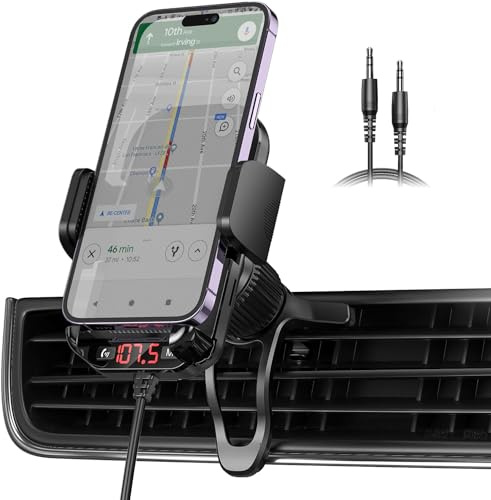 Bluetooth Adapter Auto 3 in 1 FM Transmitter Bluetooth Transmitter für Auto Bluetooth Mit Handyhalterung, QC3.0-Schnellladung, HiFi-Bassklang, Freisprechen, UnterstüTzung für USB-/TF-Laufwerke