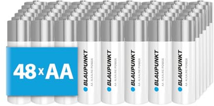 BLAUPUNKT AA Alkalibatterien Packung mit 48, für Wanduhren und TV-Fernbedienungen, LR6BPO/48