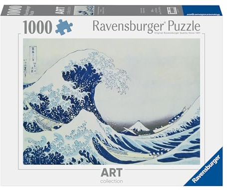 Ravensburger - Puzzle Arte 1000 Pezzi The Great Wave Off Kanagawa | Puzzle Per Adulti | Per Tutta La Famiglia | Con Una Misura Di 70x50 Cm | Regalo Adulti | Regali Natale