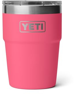 YETI Rambler 16 oz (473 ml) Stackable Cup with Removable Magslider Lid, Stainless Steel Vacuum Insulated Coffee Cup, Tropical Pink