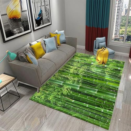 XINRUYI 3D Grüner Bambus Wald Bambusteppich Wohnzimmer Schlafzimmer Küche Badezimmer rutschfeste Matte Dekoration