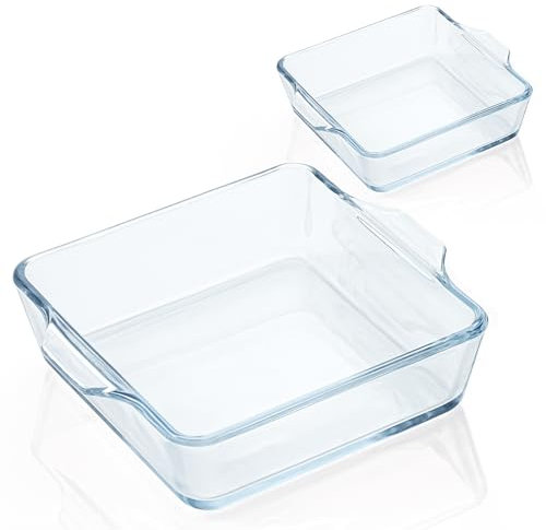 2 teglie da forno in vetro per forno, 12,7 x 12,7 cm, quadrate, piccole teglie in vetro, per forno, teglia quadrata applicabile a forno/microonde/friggitrice ad aria/frigorifero