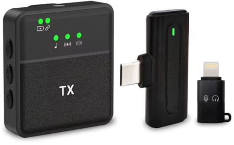 Kinizuxi Kabelloses Lavalier Mikrofon für iPhone Android Computer Laptop, 2,4GHz Plug&Play Professionelles Ansteckmikrofon mit 3 Klangmodi für Videoaufzeichnung,Vlog,YouTube, TikTok,Interview