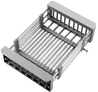 Toguma Estantes De Secado De Platos Expandibles sobre El Fregadero Cesta De Drenaje De Acero Inoxidable Ajustable Bandeja De Drenaje Organizador Funcional del Fregadero De La Cocina (Gris)