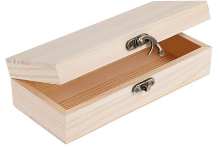 AHQiZFX Holzkiste mit Deckel,Aufbewahrungsbox Holz mit Klappdeckel,18x7.8x4.9cm Naturholz Box,Deko Holzbox mit Deckel & Frontverschluss,Erinnerungsbox,für Bastel- & Geschenkkiste Schmuckkästchen