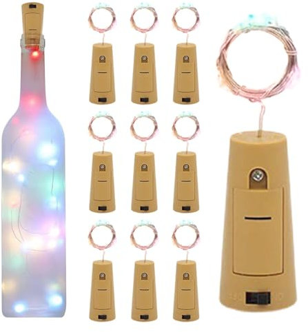 Generisch Aus Weinkorken, Aus Weinflaschenkorken | 10er-Pack 2M- LED-Weinflaschenlicht - Flaschenverschluss-Lichterkette, 3-Gang-Einstellung, Lichterkette Für Weihnachten, Halloween, Partys